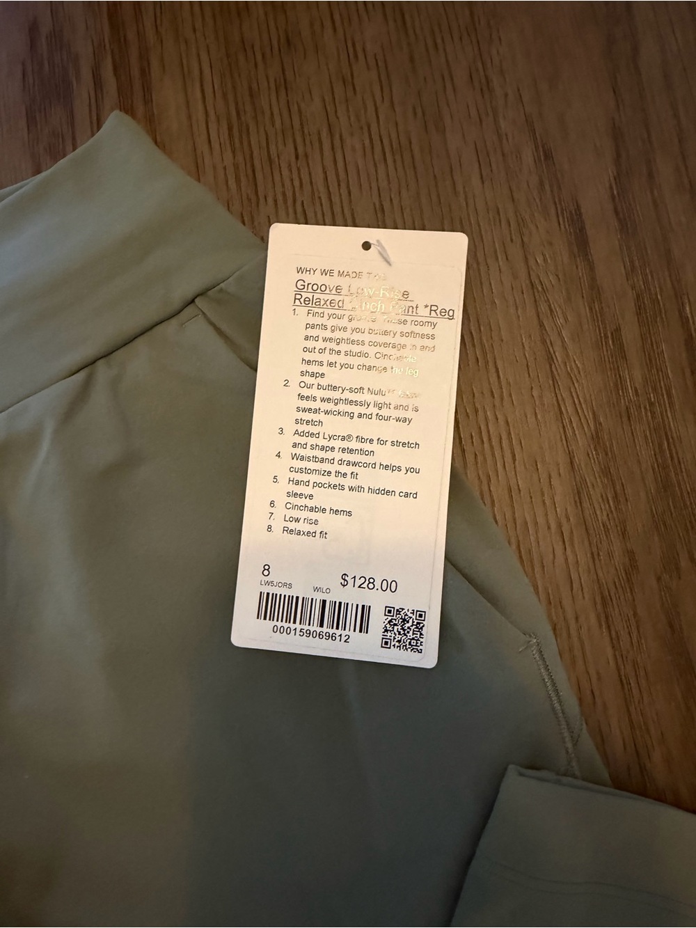 Lululemon Groove Low-Rise Relaxed Cinch Pant Jogger Pants in Sage Green Sz 8 reg - Picture 3 of 4